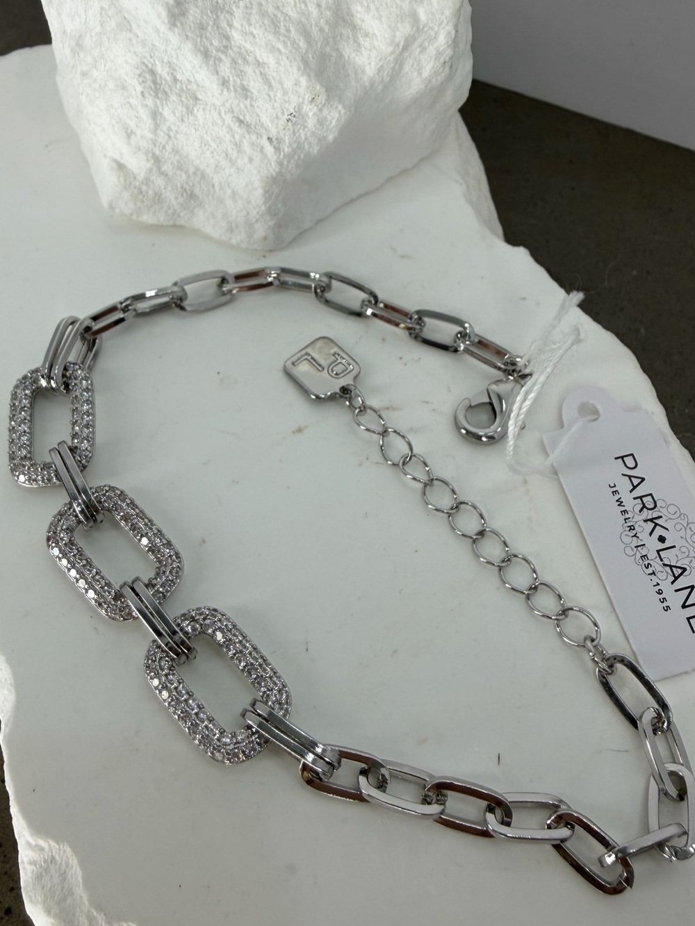 Park Lane Women’s Iceluxe Bracelet Silver Crystal Statement Link Jewelry - Picture 2 of 3
